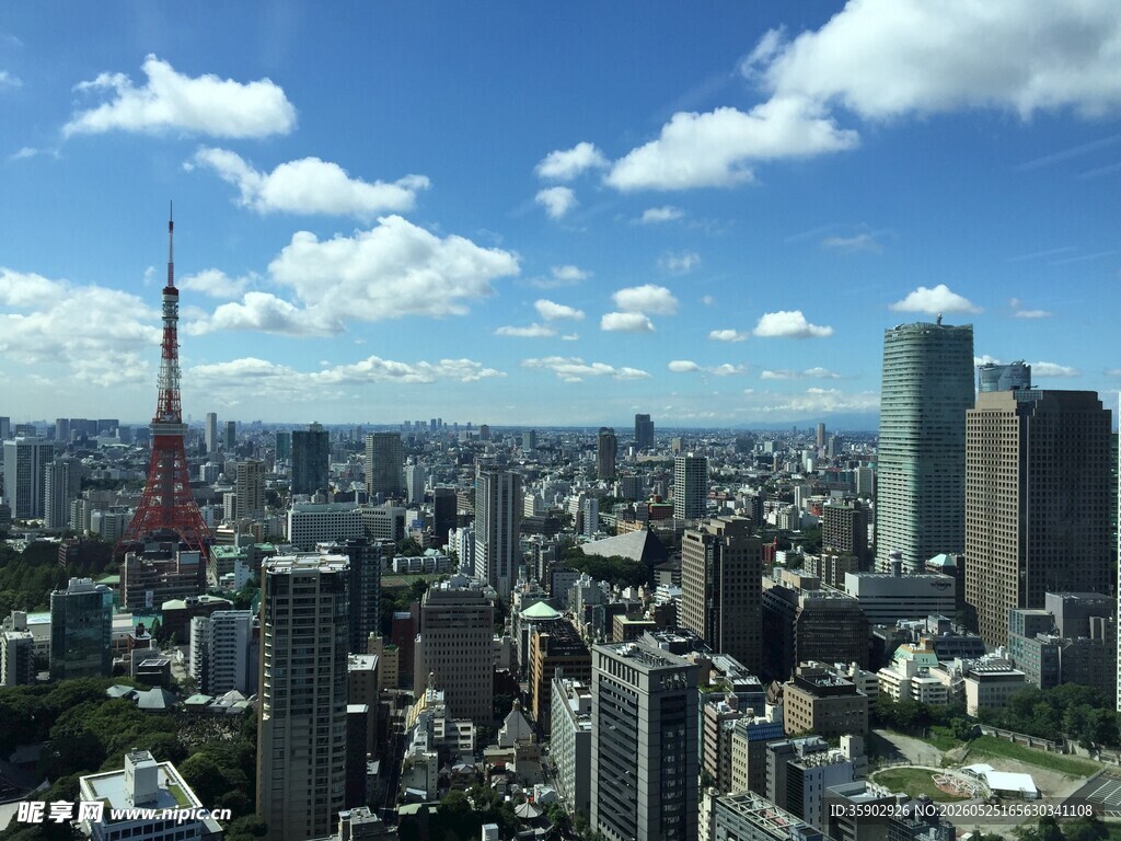 东京城市天际线全景