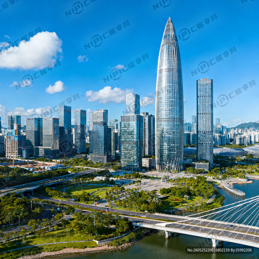深圳地标建筑组合大图 白天场景