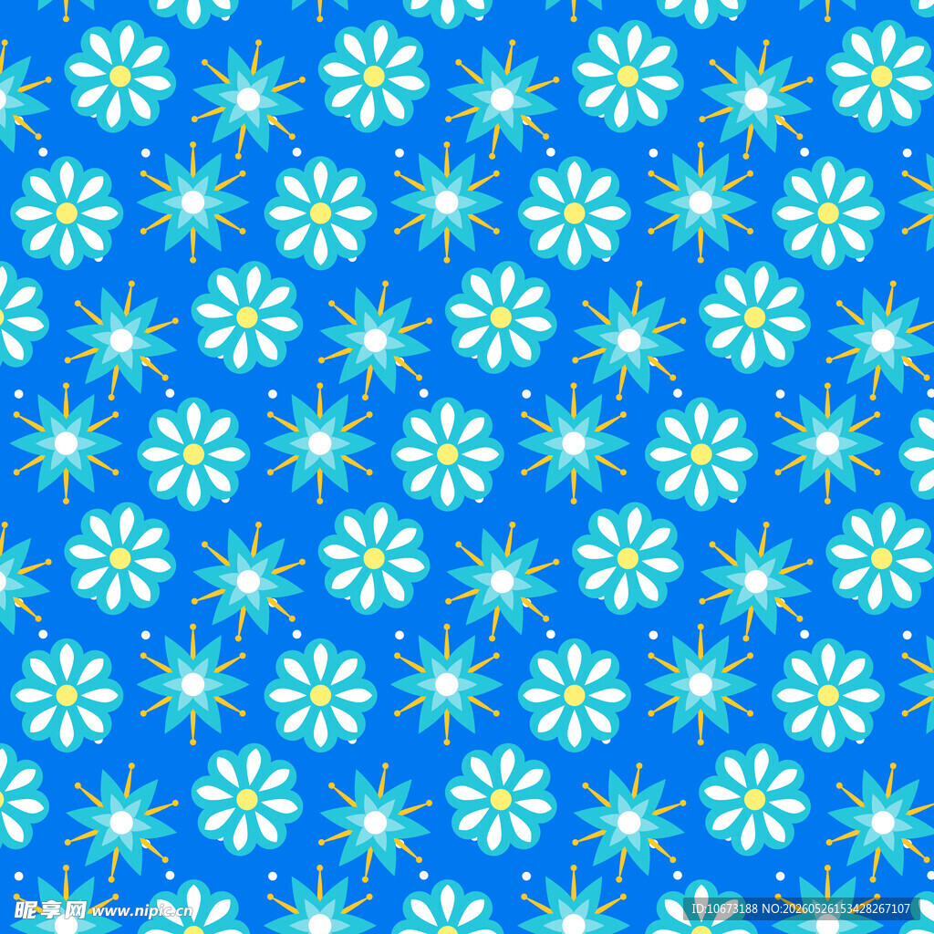 蓝色背景花朵图案