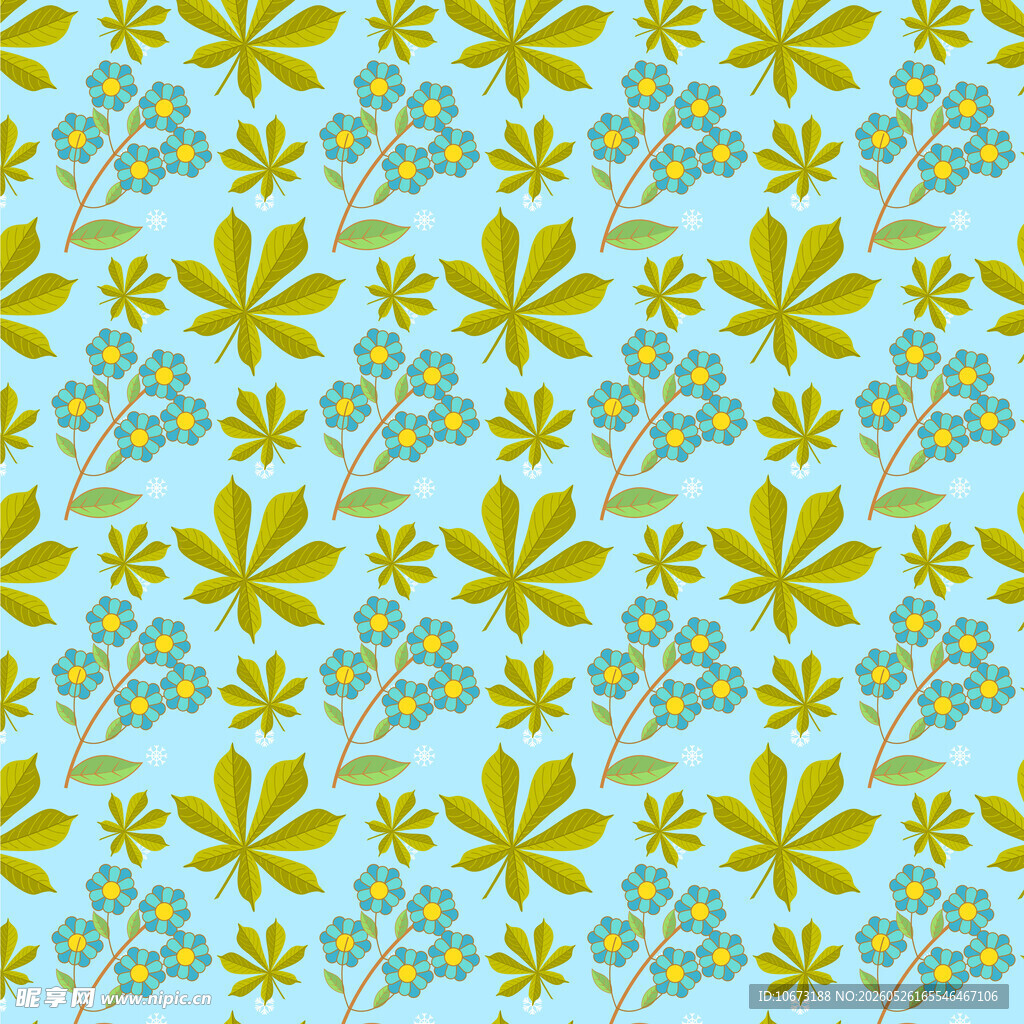 浅蓝色底蓝色花朵图案