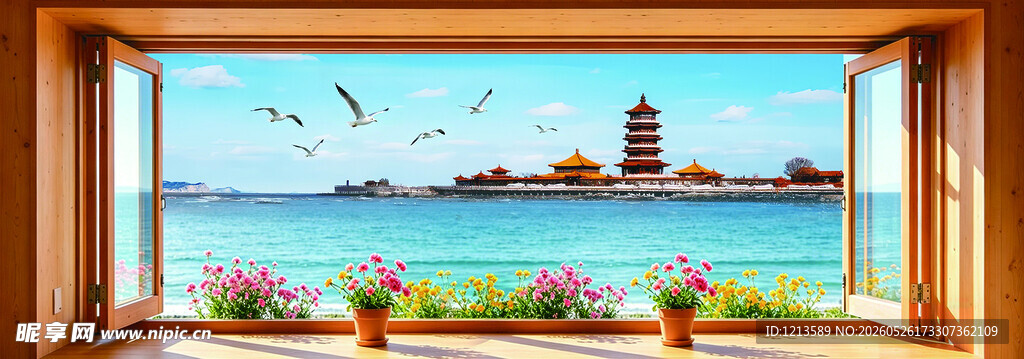 海边海景画 赏海天一色