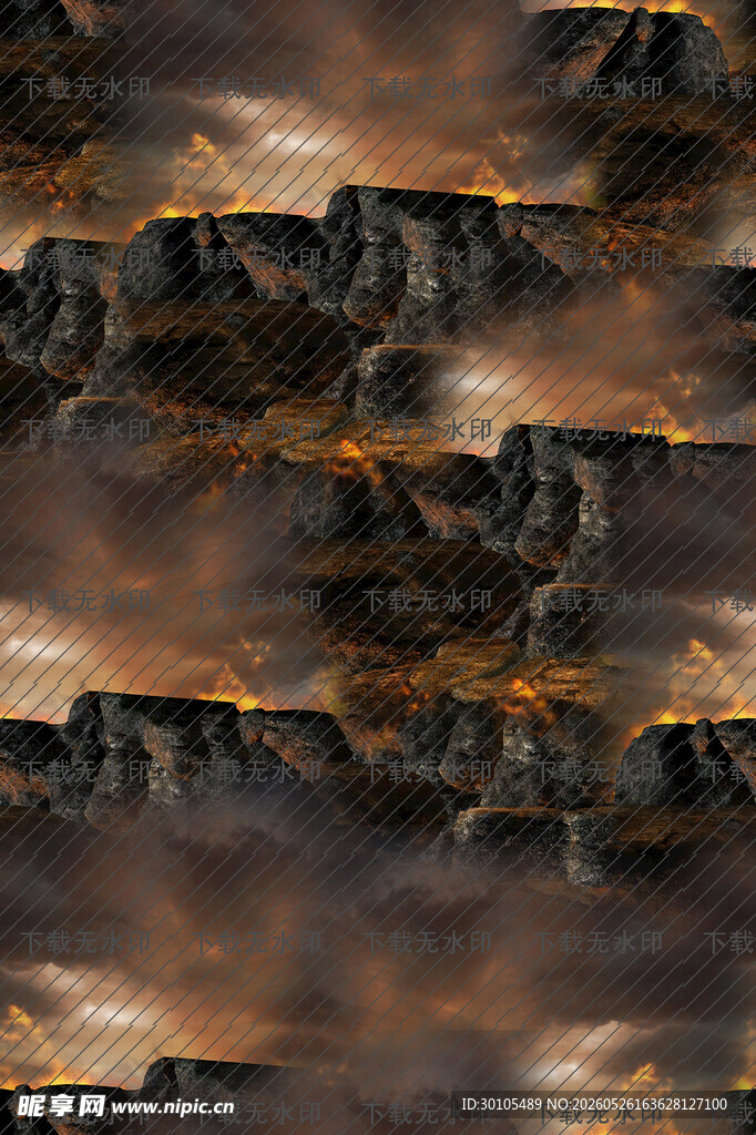 壮丽山峦云雾缭绕景观