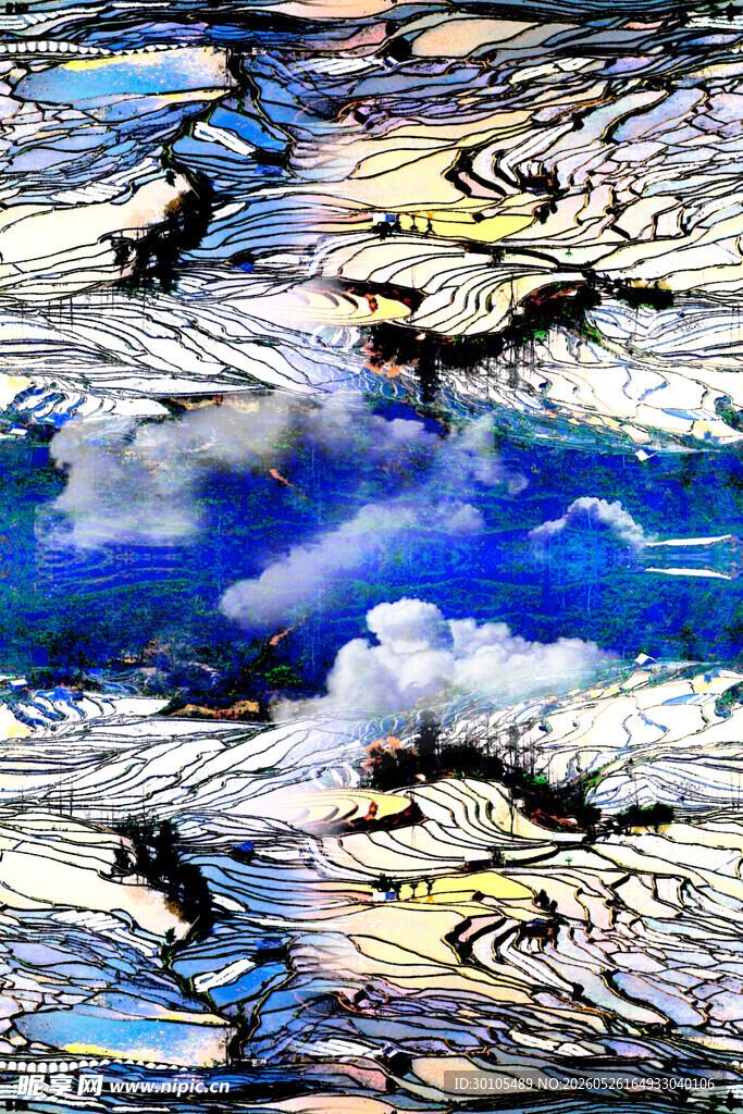梦幻天空下的抽象风景