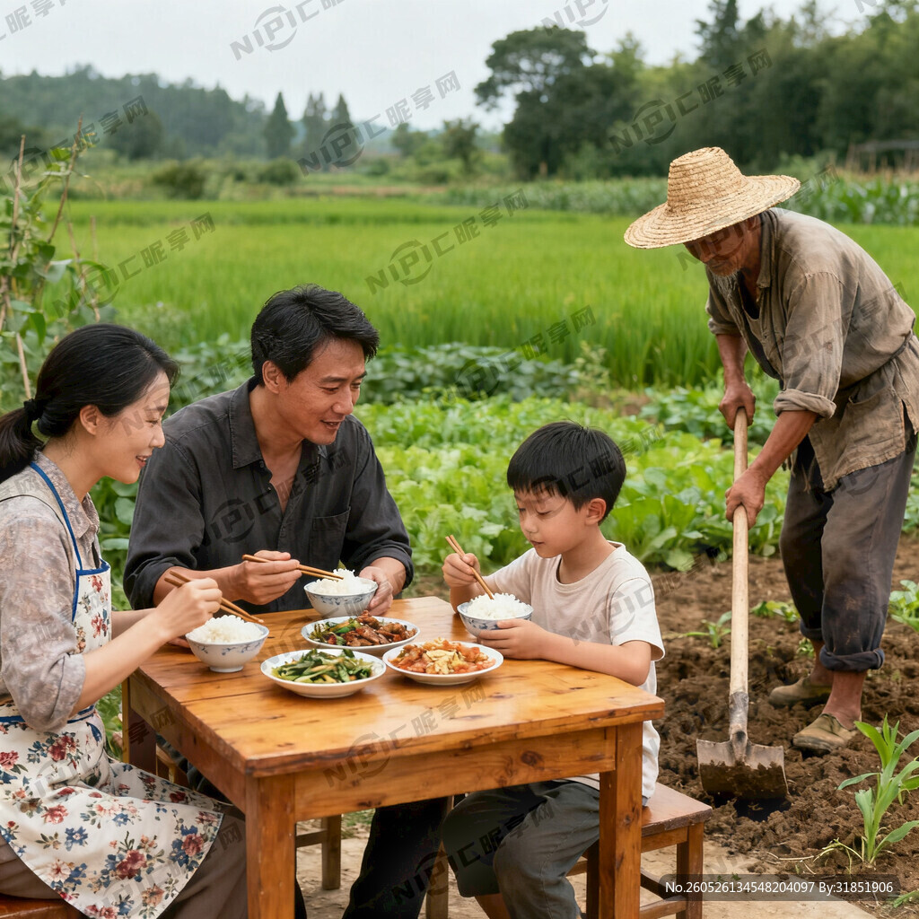 一家三口在用餐