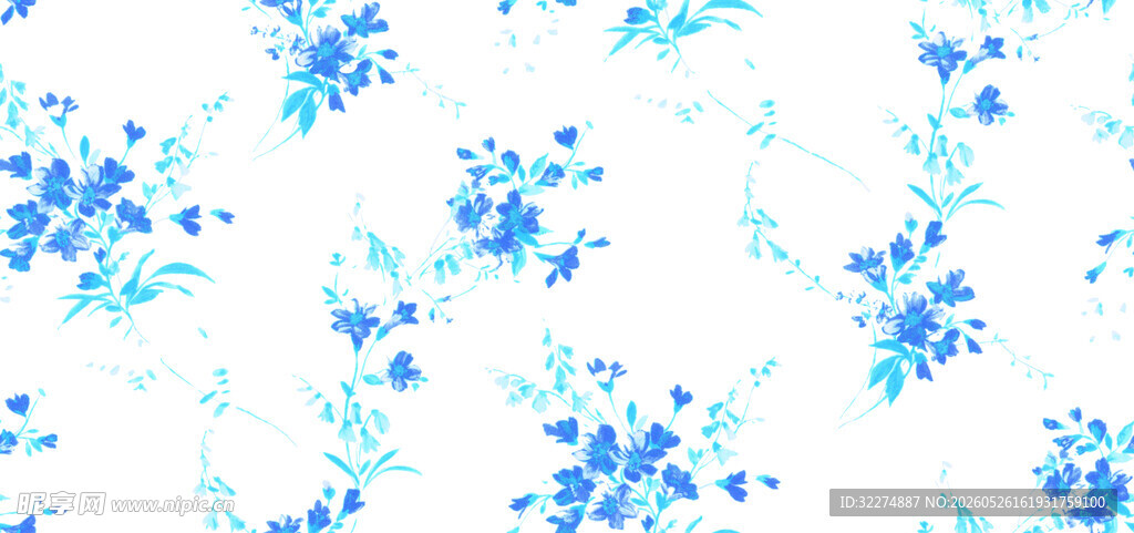 蓝白花卉图案背景