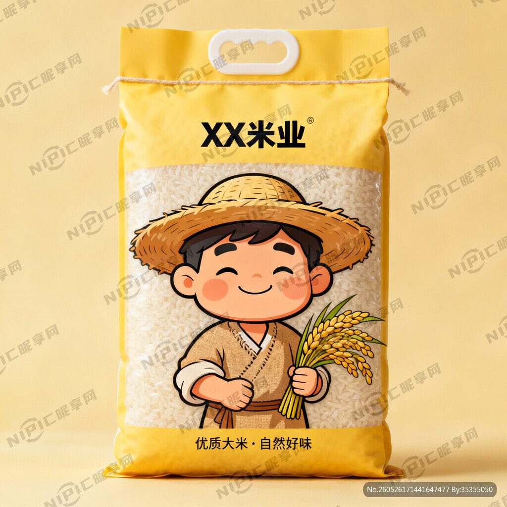 生成适合米袋包装上面的卡通人物
