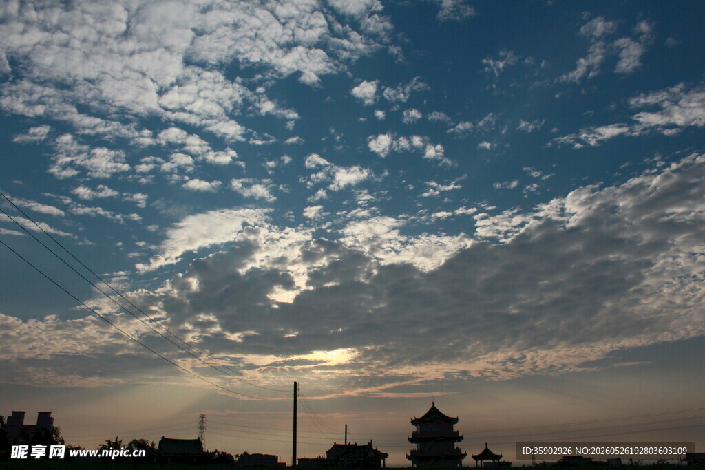 黄昏时分的天空与建筑
