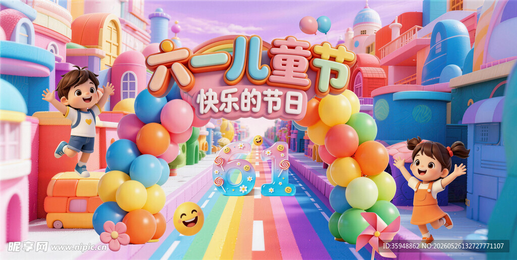 儿童节背景六一海报装饰创意展板
