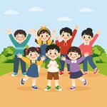 孩童郊游插画