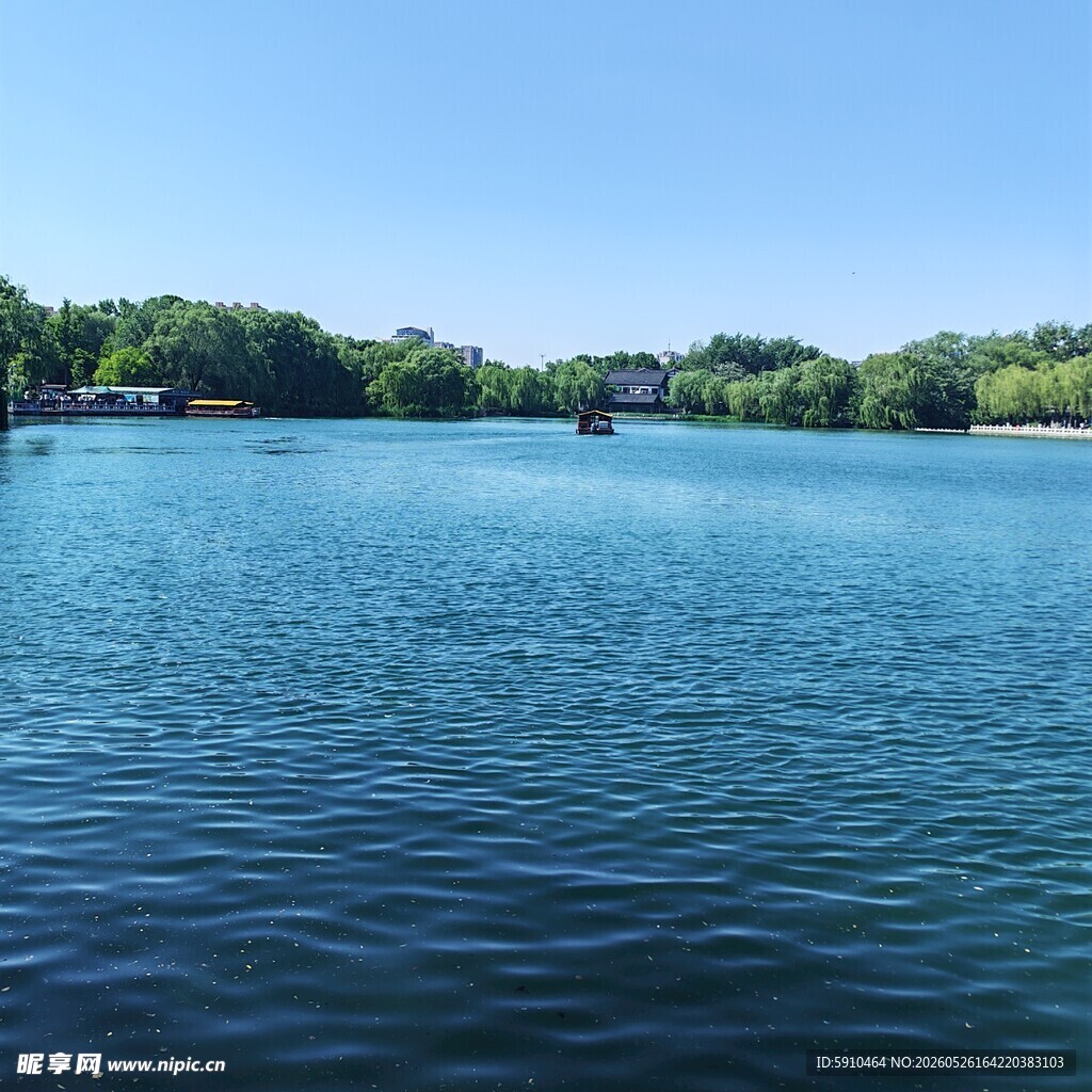 大明湖 宁静湖水与葱郁岸景