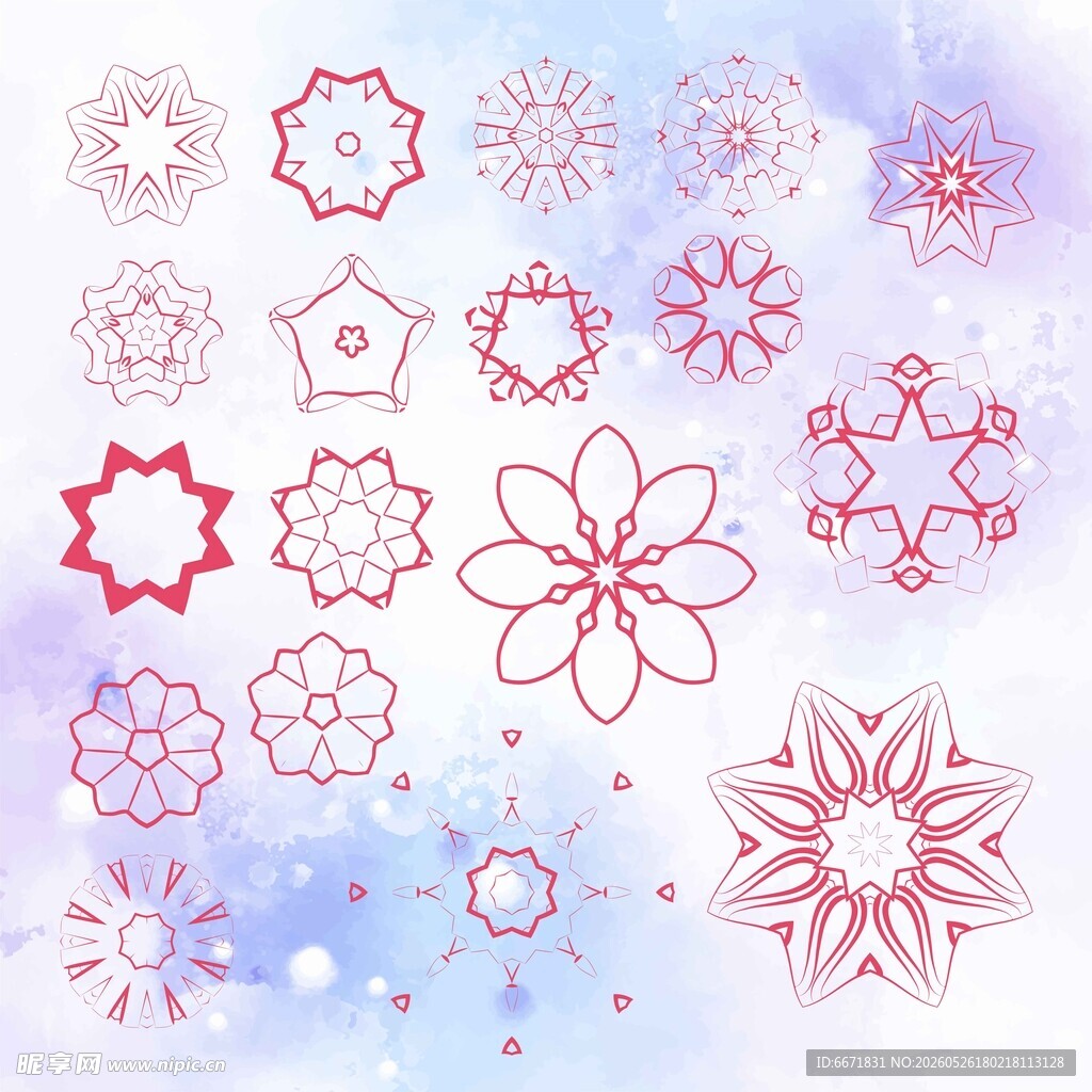 多彩雪花图案集合