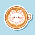 猫咪拉花咖啡贴纸