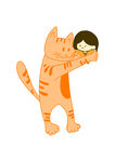 猫咪高举怀中女孩