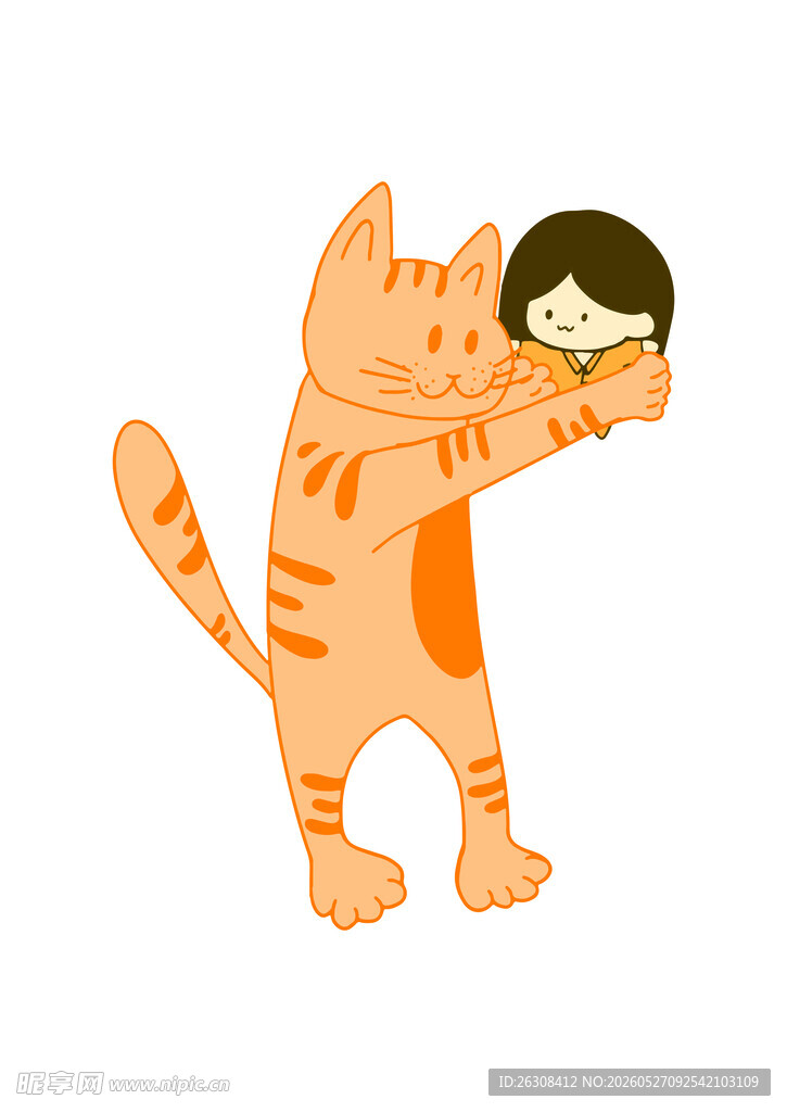 猫咪高举怀中女孩