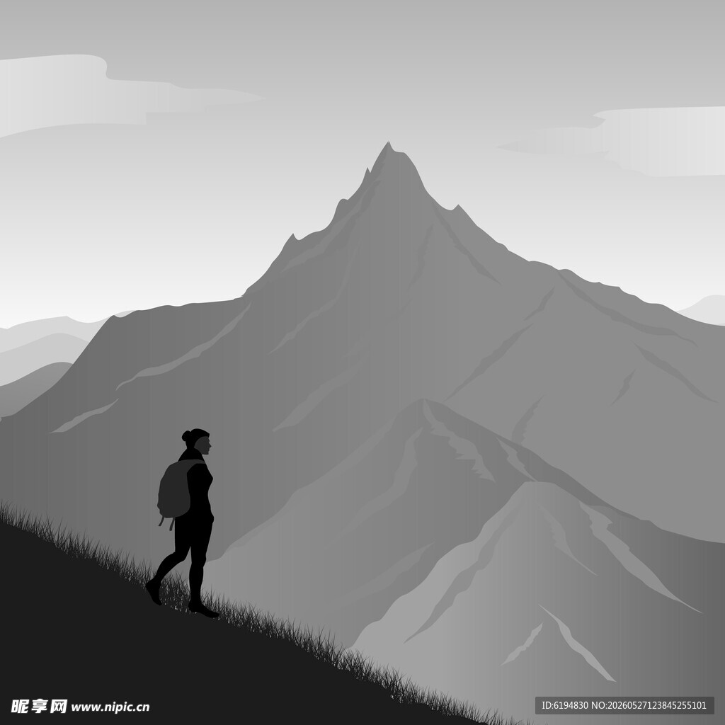 登山剪影背景