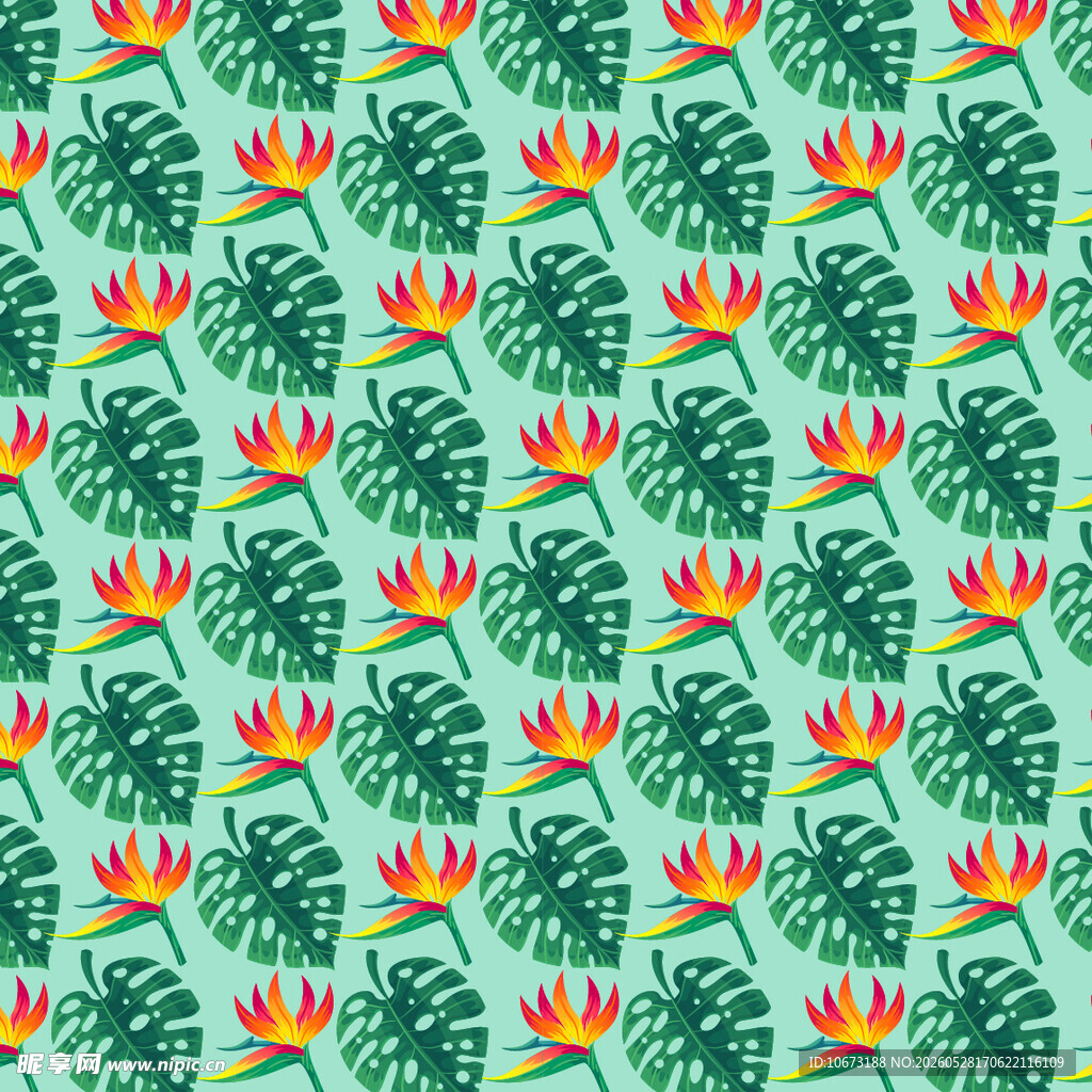 热带植物花卉无缝图案