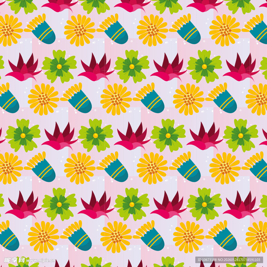 多彩花卉图案无缝背景