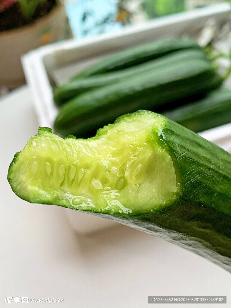 新鲜脆嫩的咬痕黄瓜