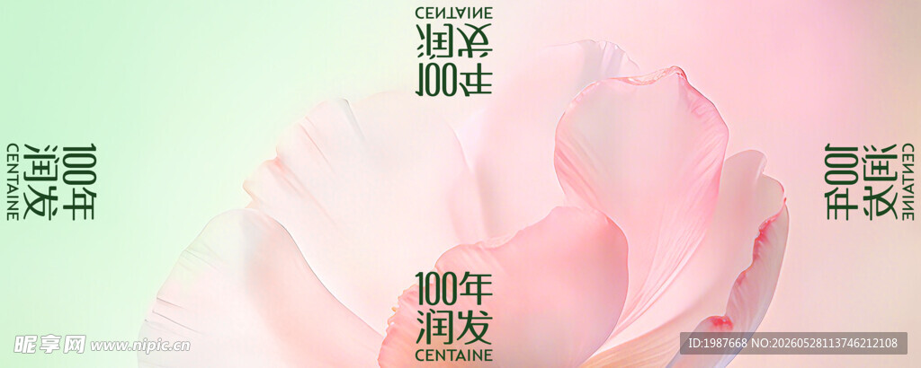100年润粉色花朵旁的护肤地贴