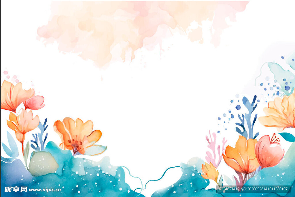 水彩花卉边框背景图