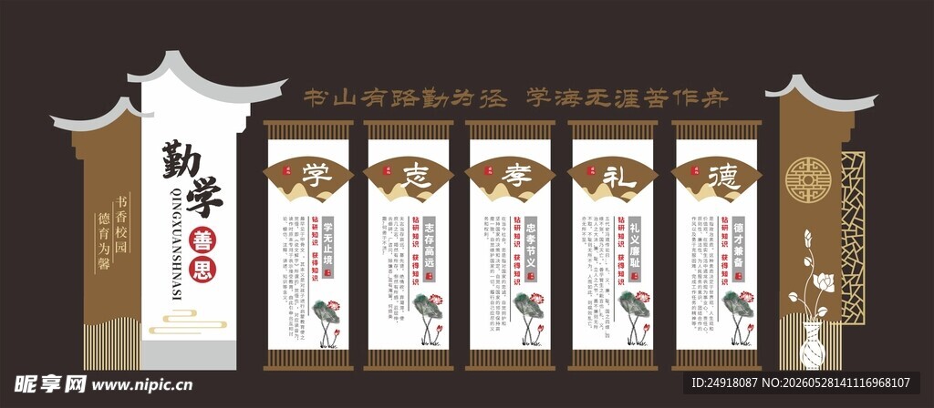 校园学校文化墙宣传栏橱窗图案