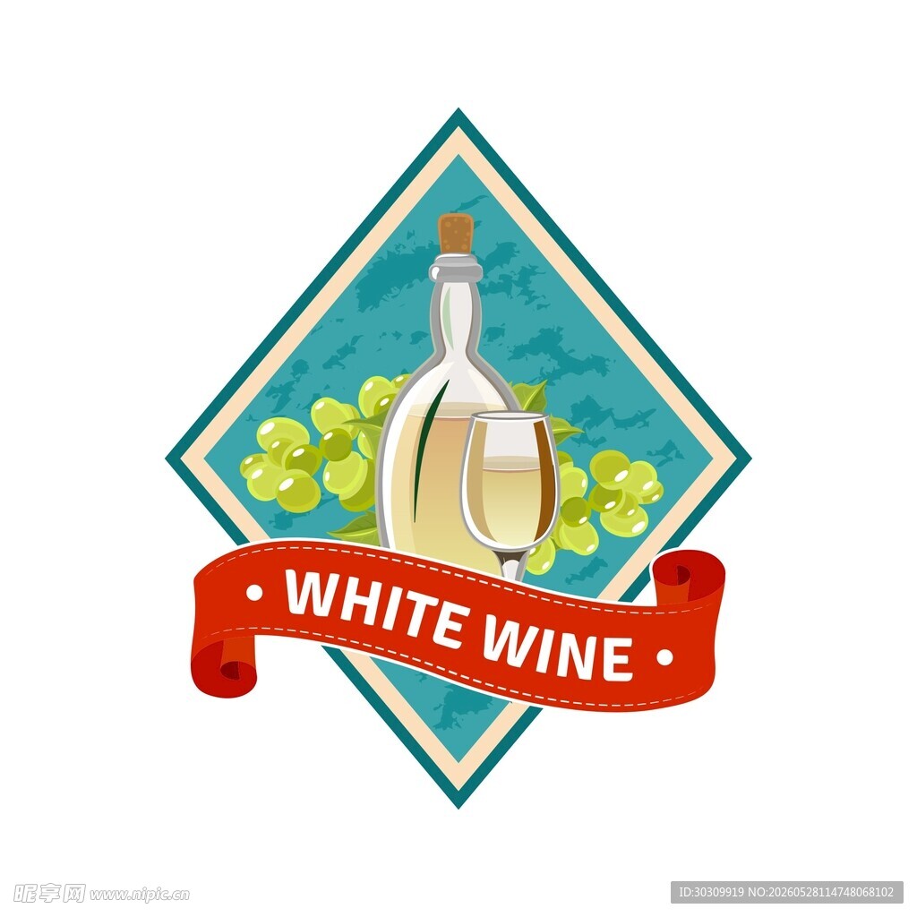 白葡萄酒图标设计