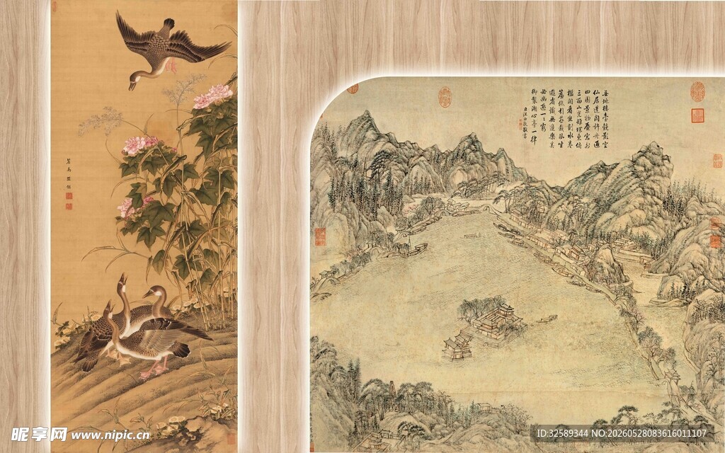 古典山水花鸟绘画作品展示