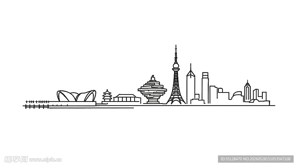 青岛城市剪影图