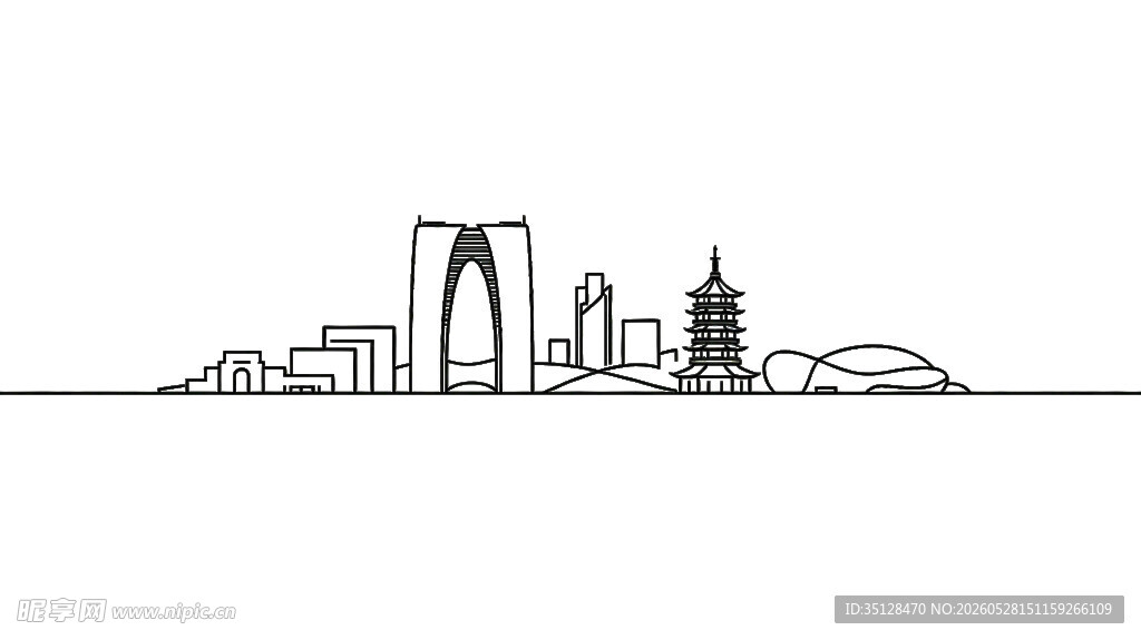 苏州城市剪影图