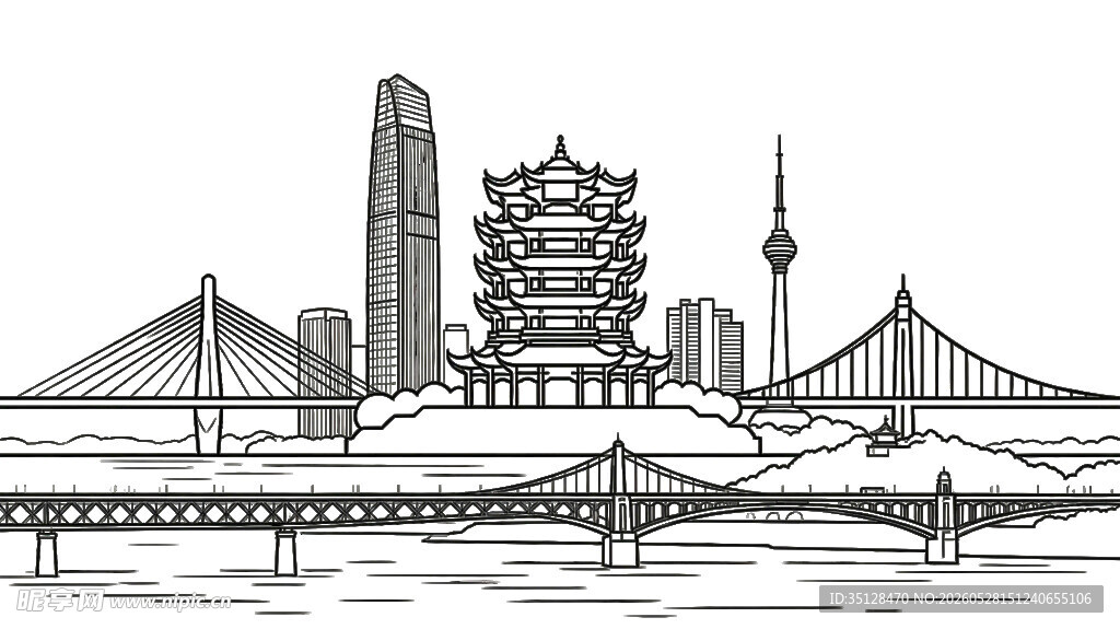 武汉城市剪影图