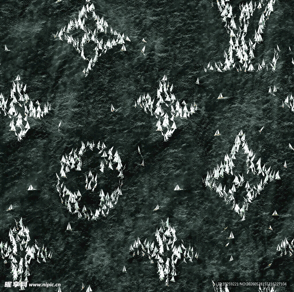 深绿底白色花纹织物纹理