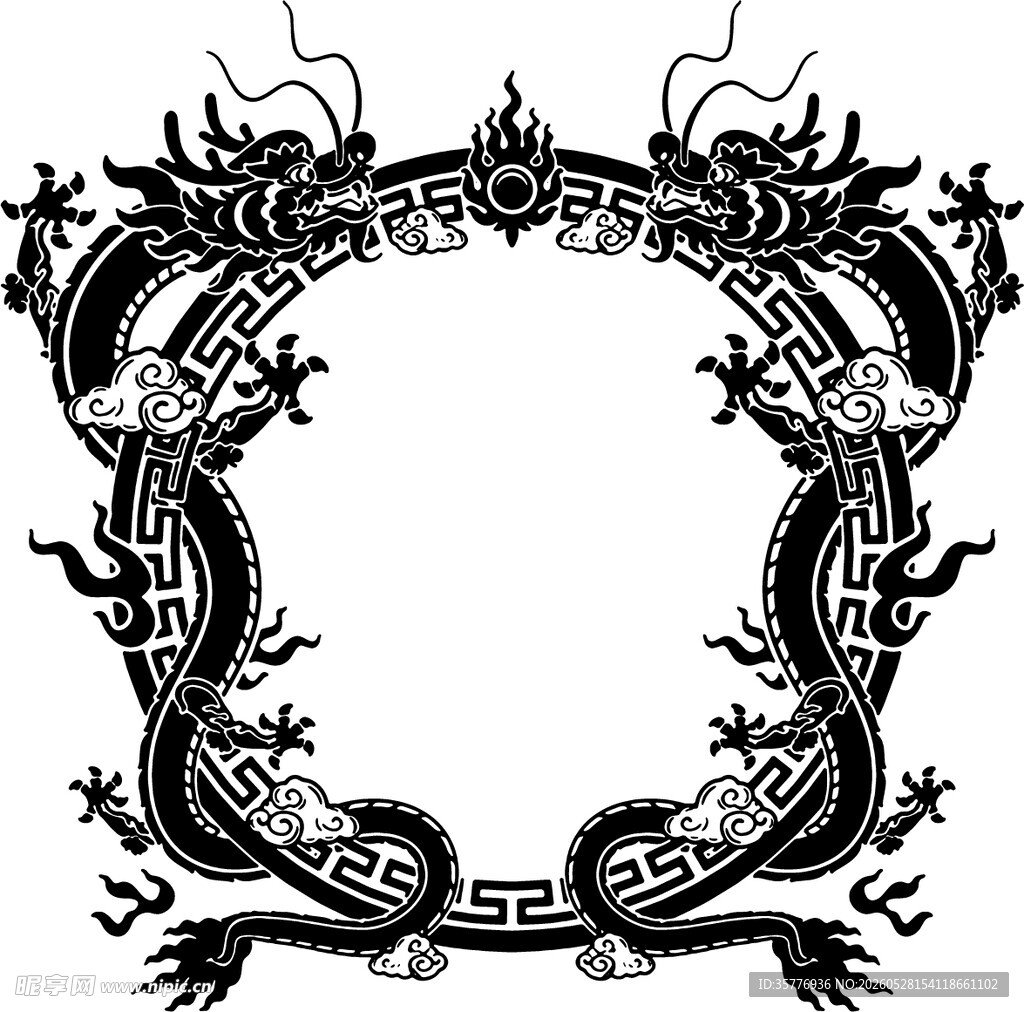 双龙环绕中式古典边框