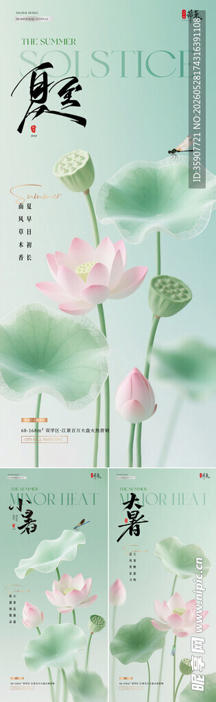 夏至小暑大暑荷花海报