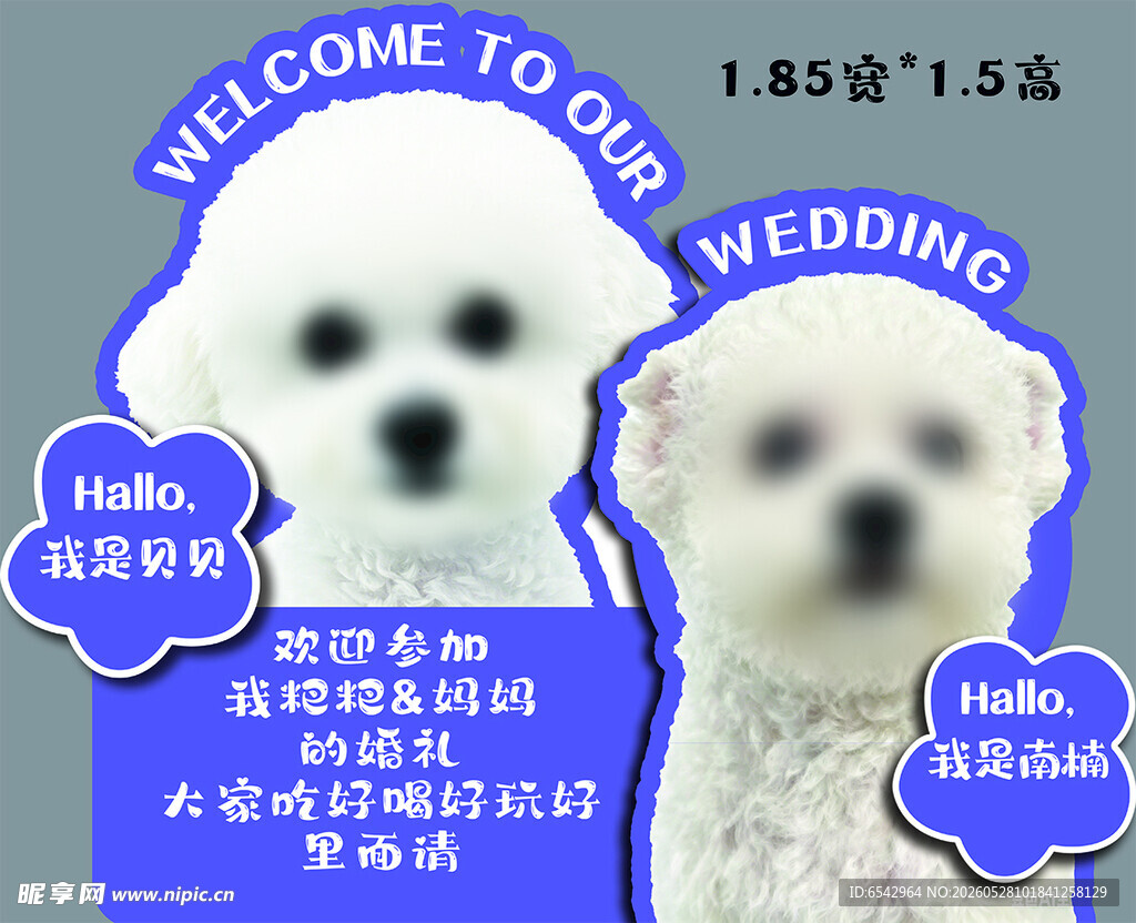 狗狗动物婚礼订婚迎宾牌