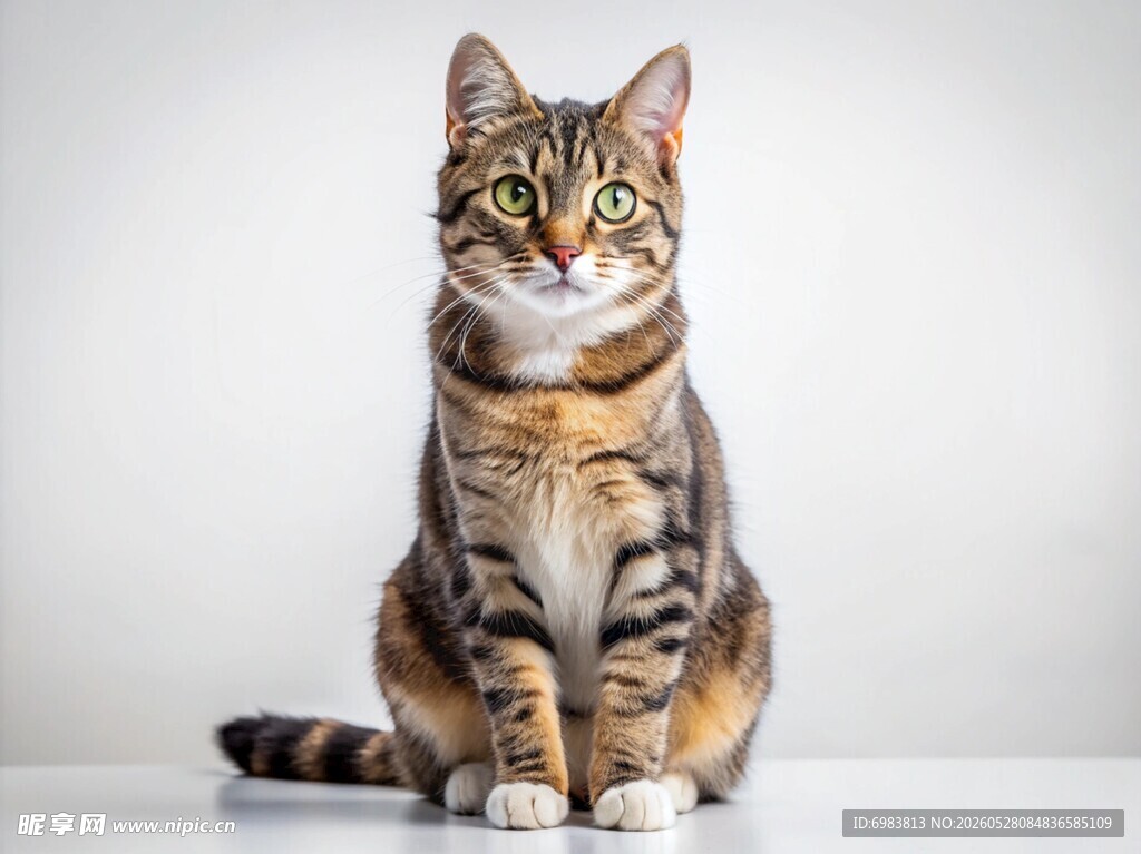 坐姿优雅的斑纹猫咪
