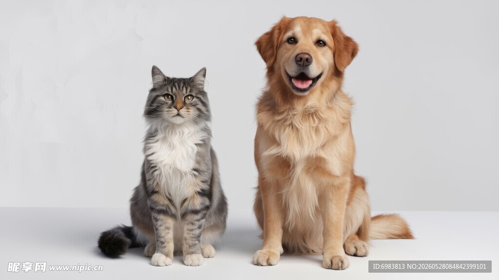 猫咪与狗狗同框的温馨画面