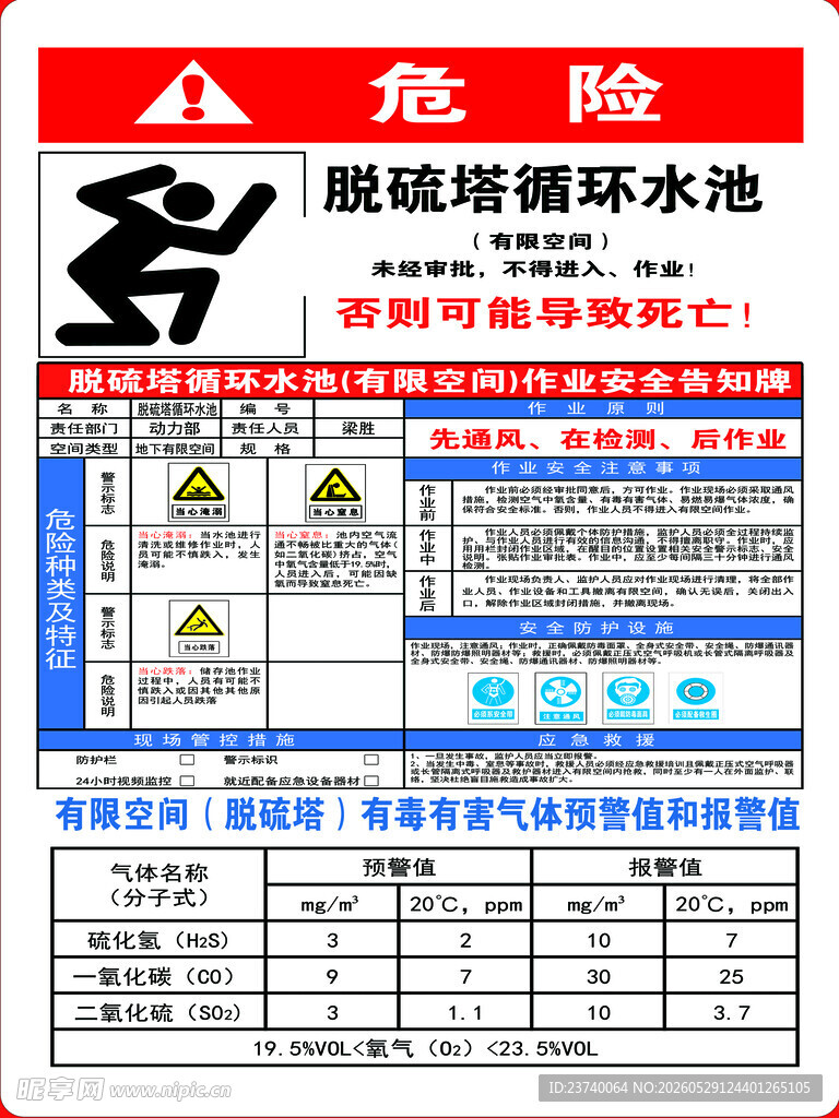 脱硫塔循环水池危险标识