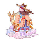 仙童骑鹿腾云图