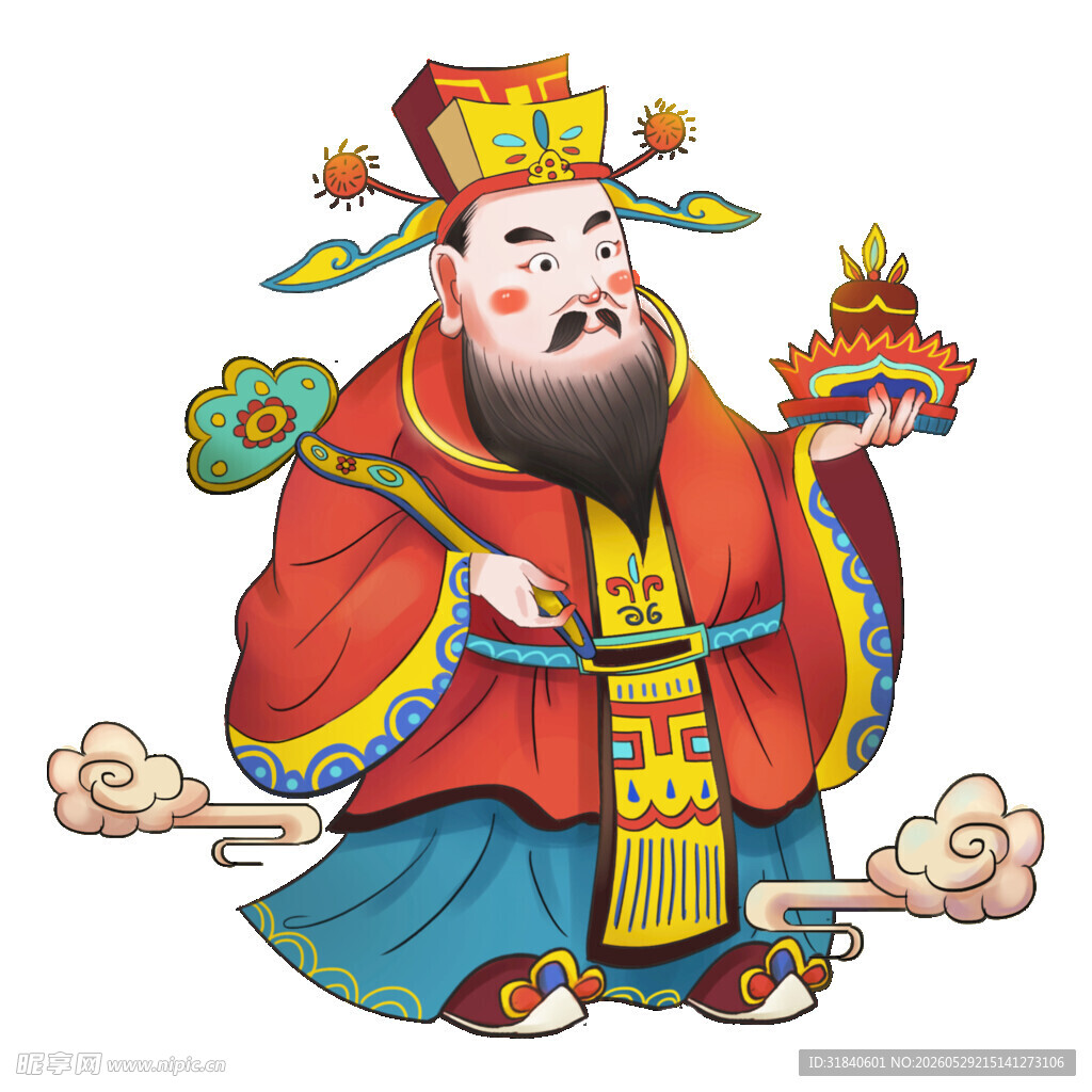 财神爷形象  手持宝物