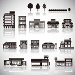 城市建筑图标集合