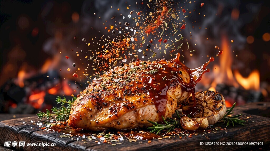 火焰上的美味烤肉