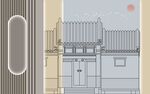 中式建筑线稿设计图