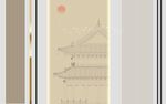 中式古建筑手绘装饰画