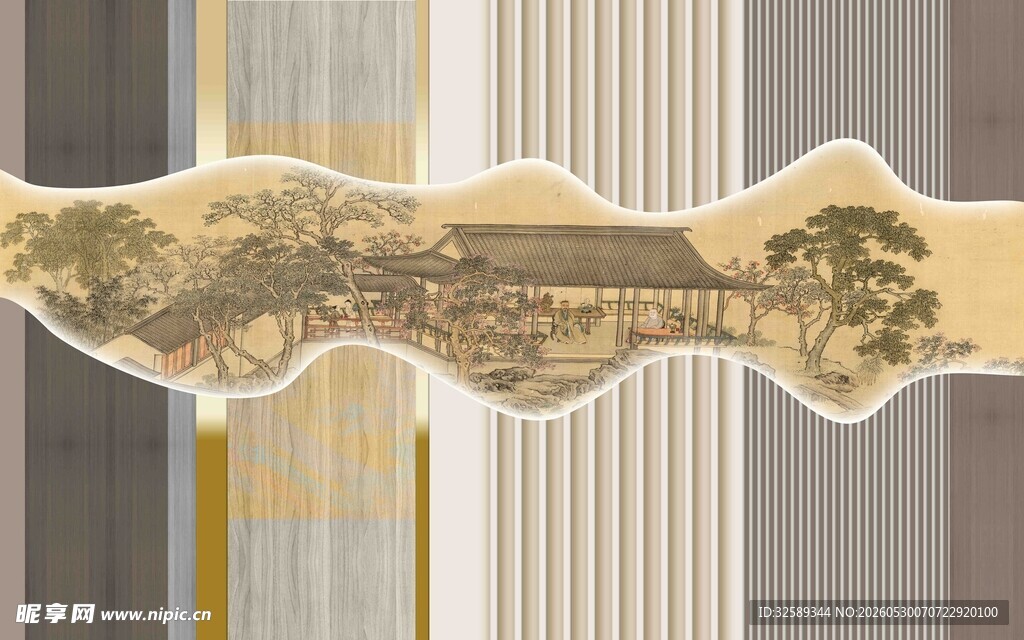复古风景装饰图案