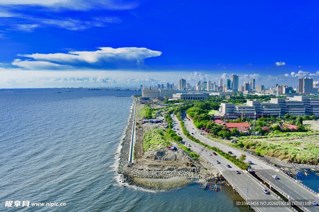 海滨城市美丽海岸线风光