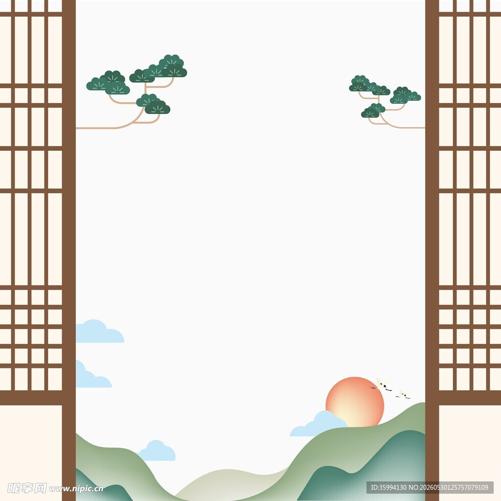 国风窗景背景