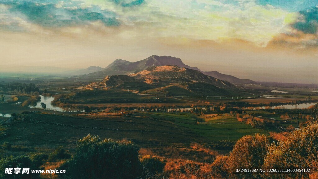 秋日山间美景自然风光风景