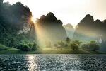 山水间晨光美景自然风光风景