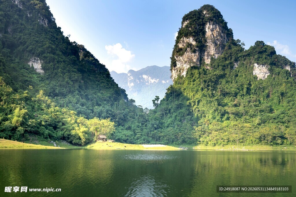 青山绿水秀丽湖景自然风光风景