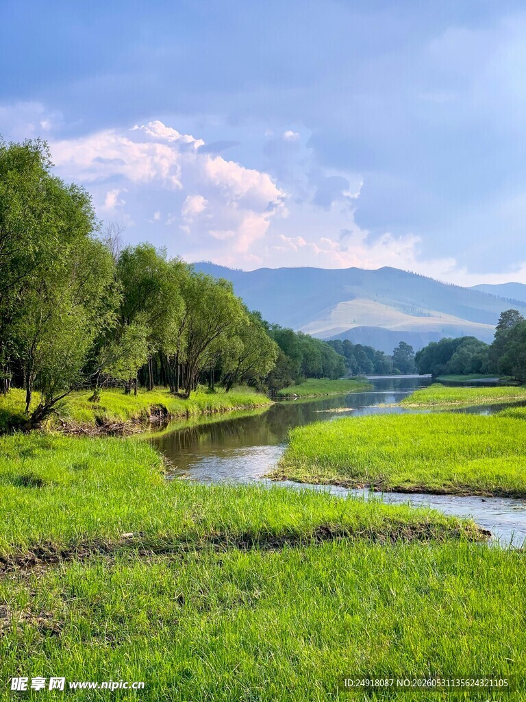田园河畔美景自然风光风景